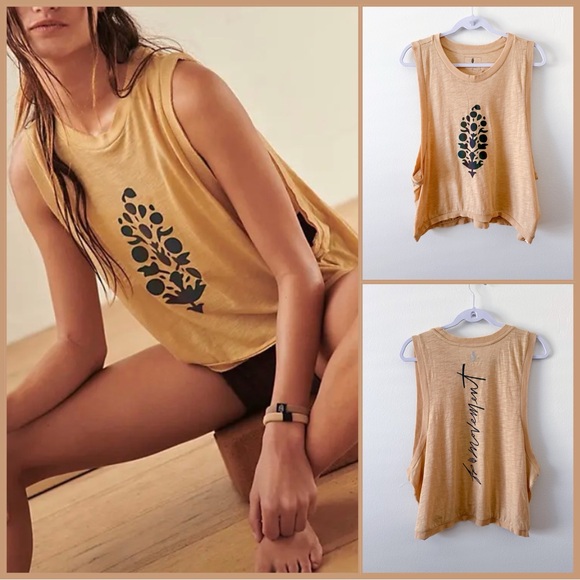 FP Movement by Free People Tops - NWOT Free People Movement Logo Reflective Love Tank in Camel Size Large